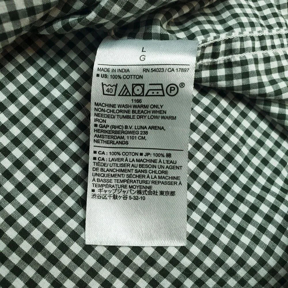 Banana Republic Shirt Mens Large Gray Check Untucked Fit Button Down Casual